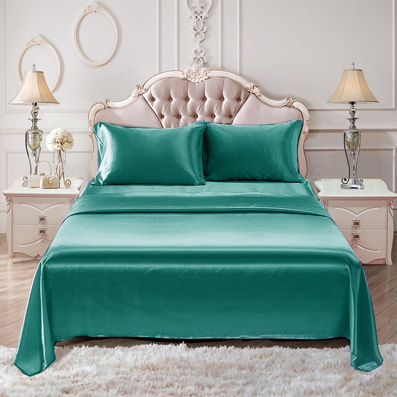 4PC Bed Sheet Set Luxury Satin Silk Sheet Set Ultra Soft Wrinkle Free Collection gallery