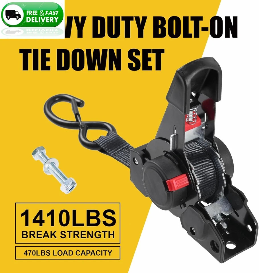 Retractable Ratchet Straps 1x6Ft Bolt-On Tie Down for Trailer Boat Jet Ski ATV gallery
