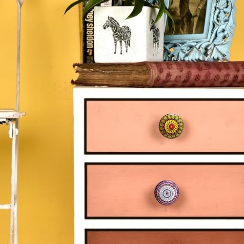 Pcs Ceramic Cabinet Knobs - Vintage Look Hand Painted Multicolor 10 Mandala gallery