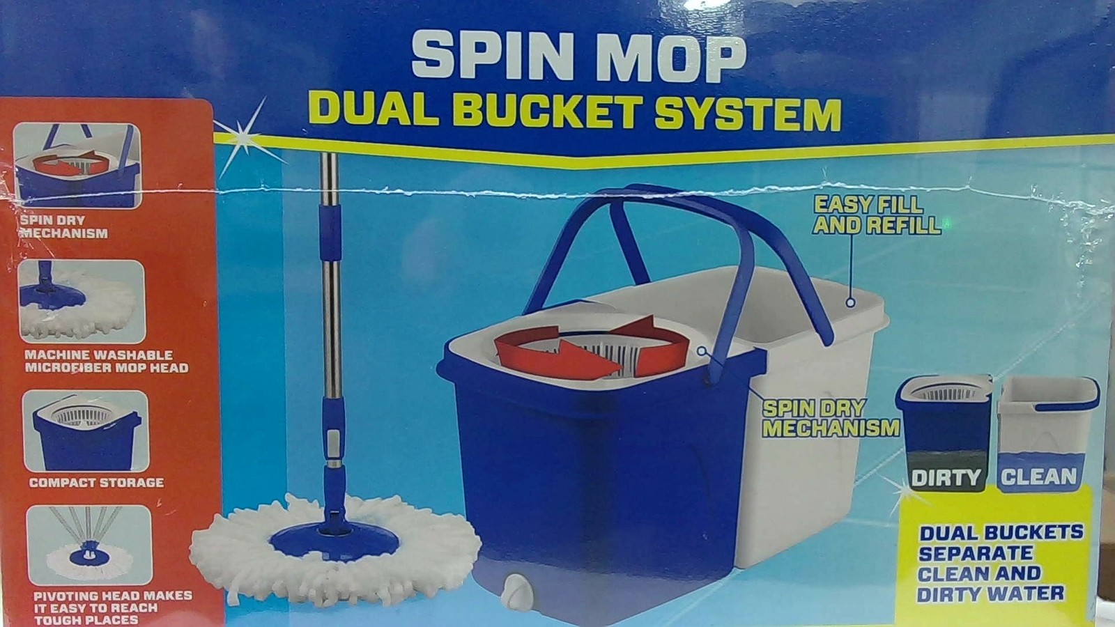 Mr. Clean Spin Mop Dual Bucket System Separates Clean & Dirty Water Spin Dry gallery