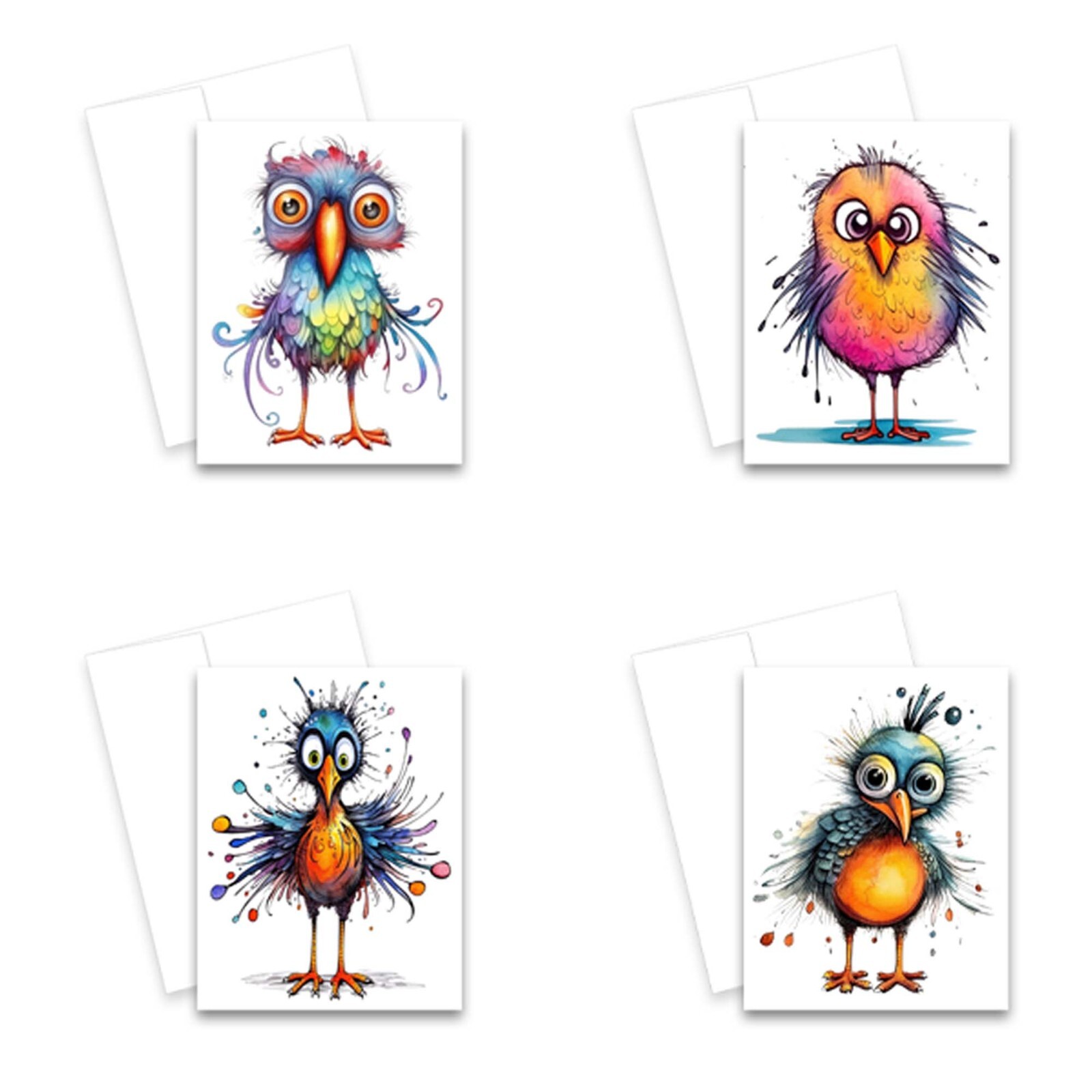12 Assorted All Occasion Greeting Cards Blank with Envelopes - Funny Birds gallery