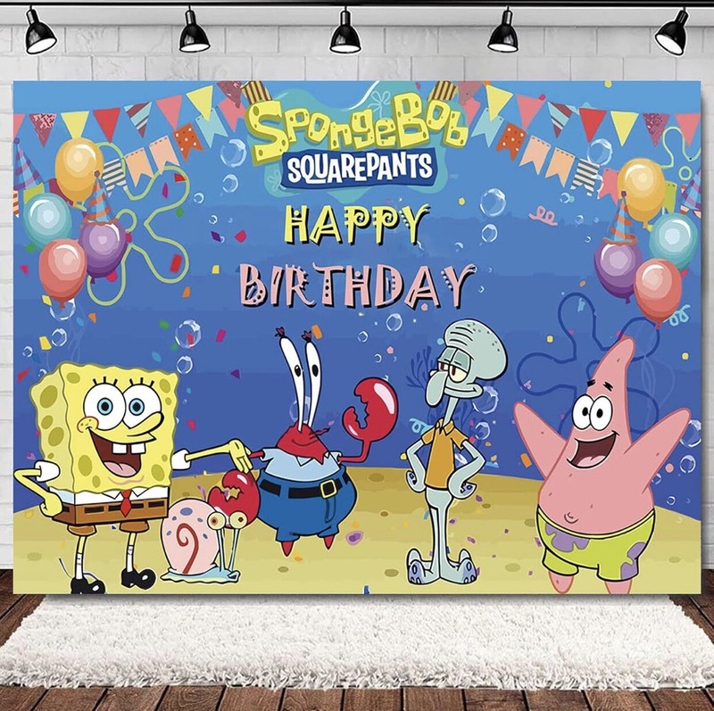 SpongeBob SquarePants Birthday Party Decoration, 5x3.5ft Happy Birthday Backdrop gallery