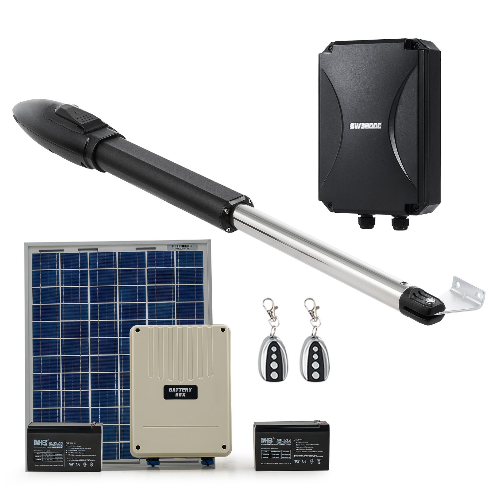 CO-Z Solar Powered Single Swing Gate Operator for 660lb Home Gate 2 Remotes gallery