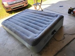 Intex Stretch Queen Raised Inflatable Air Bed Built-In Pump, Gray Firm