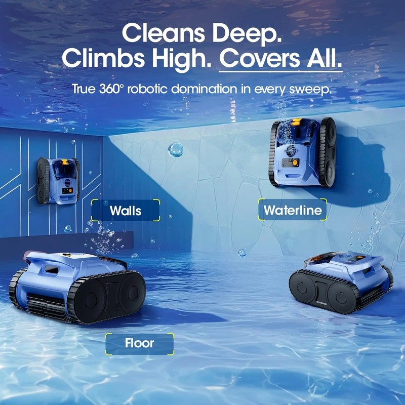 Seauto SAT20P Cordless Robotic Pool Cleaner Pool Vacuum Wall/ Waterline Cleaning gallery