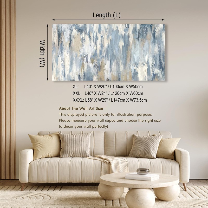 Large Abstract Wall Art - Gray Blue Beige Canvas Pictures for Living Room Con... gallery