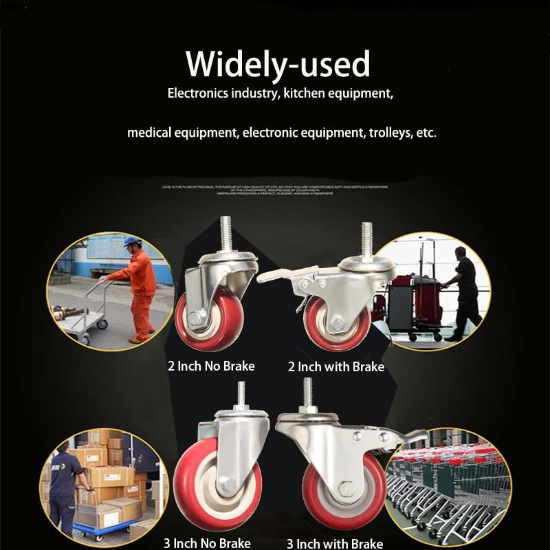 Heavy Duty Stem Caster Wheels Double Bearing PU Castors No 2 Inch With Brake gallery