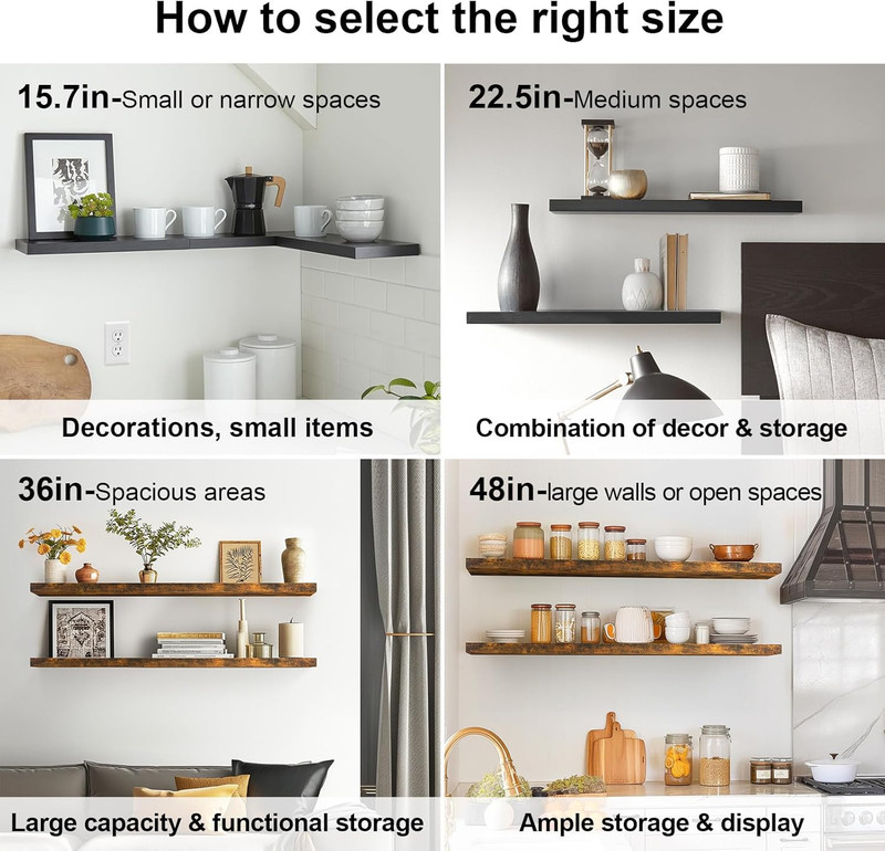 Floating Shelves for Wall, Wall Mounted Rustic Wood Shelves for Bathroom, Bedroo gallery