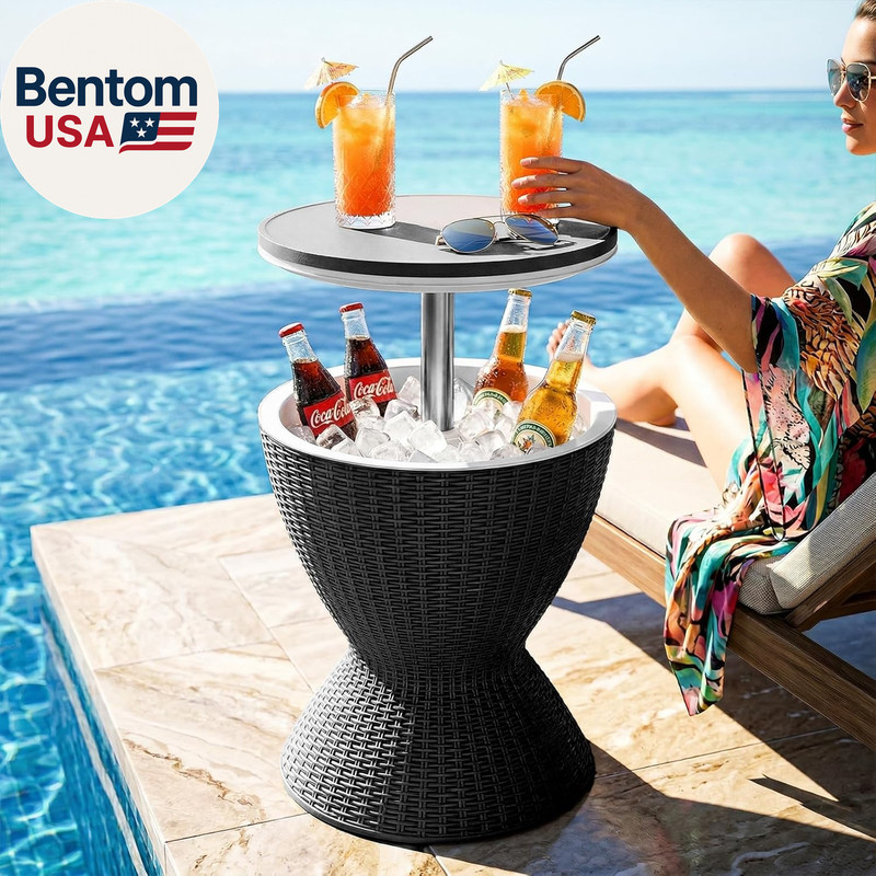 Cooler Table, 8 Gallon Cooler Bar Table, Adjustable Height Multi-Functional Outd gallery