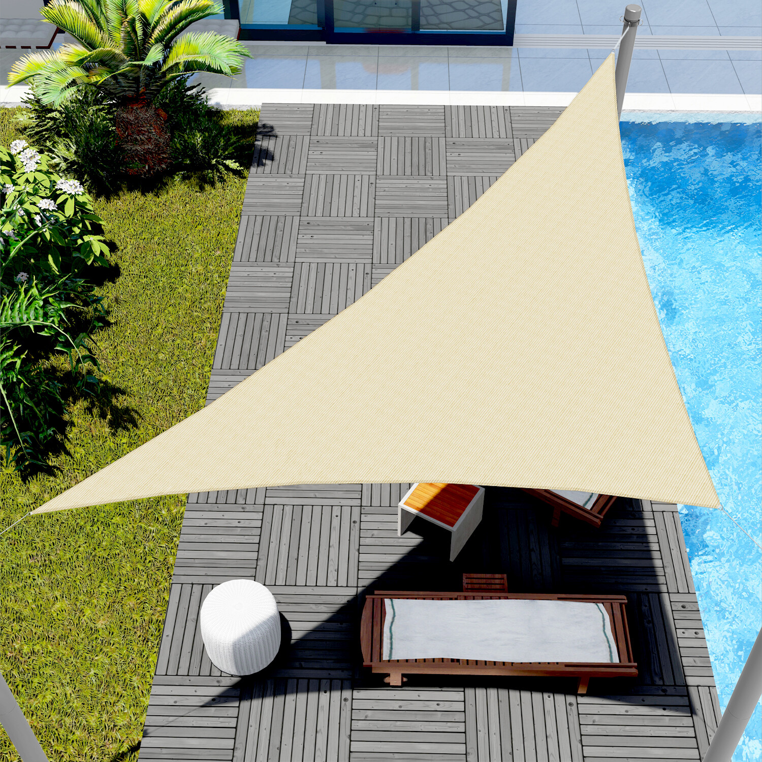 Custom Size Beige Right Triangle Sun Shade Sail Outdoor Canopy Awning Patio Pool gallery