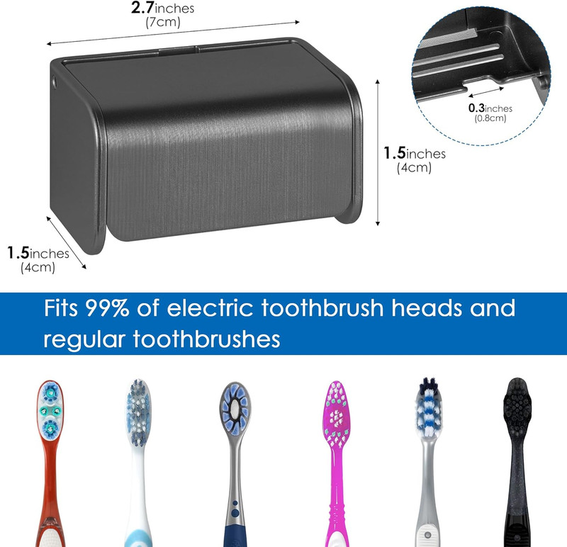 Toothbrush Holder Wall Mounted with Cover for Bathroom, 2 Slots Toothbrush Stora gallery