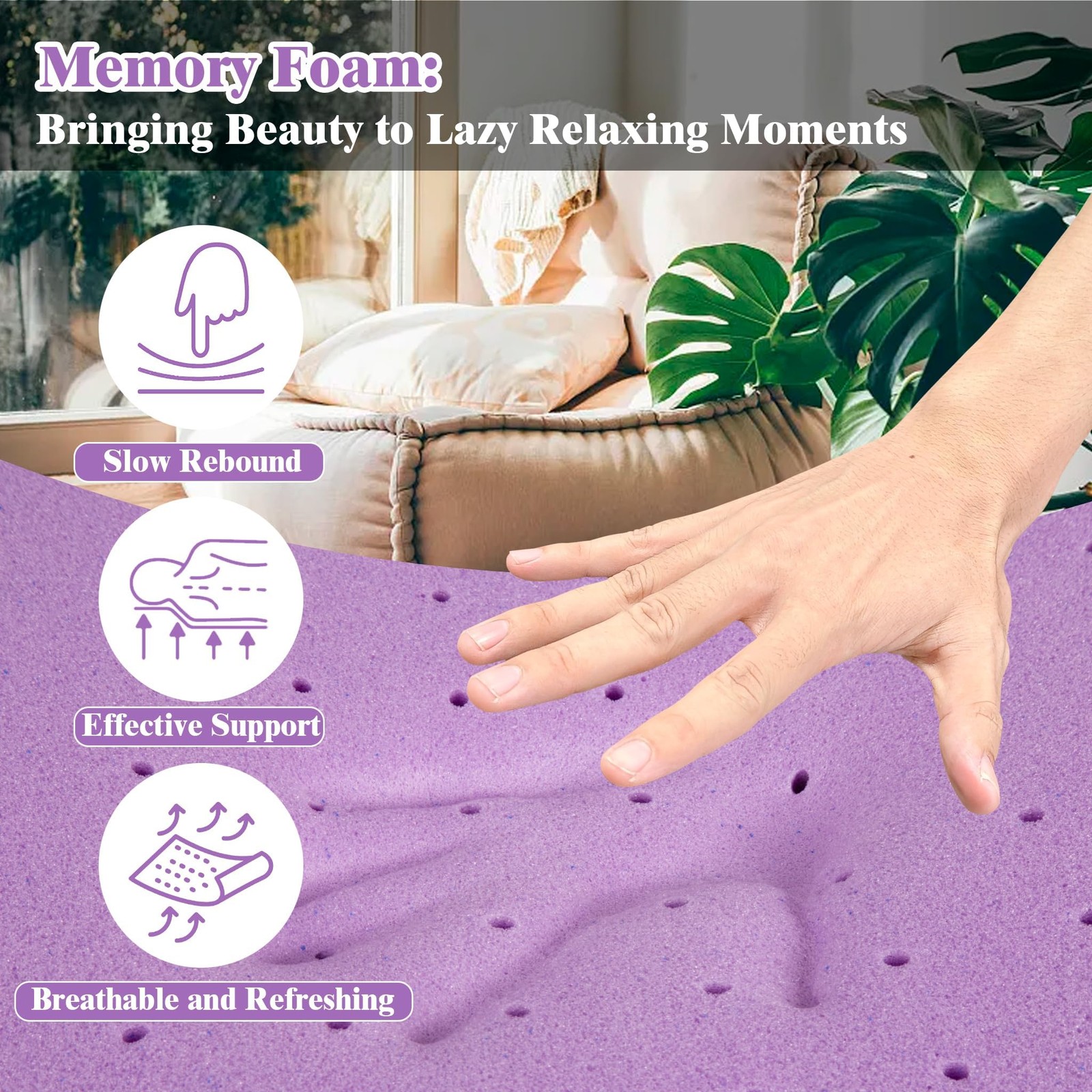 Airensky 2 Inch Cooling Gel Memory Foam Mattress Topper Twin Size - CertiPUR-... gallery