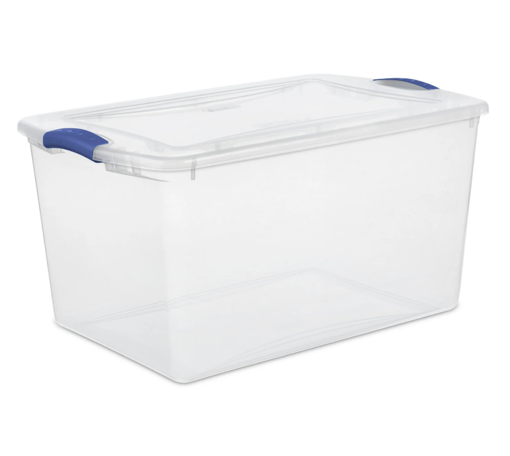 (Pack of 1) Stackable Plastic Tote Box Storage Containers Bin 66 Quart, Storage