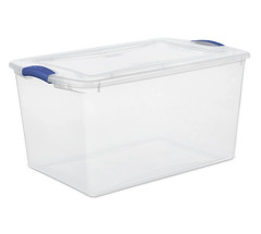 (Pack of 1) Stackable Plastic Tote Box Storage Containers Bin 66 Quart, Storage