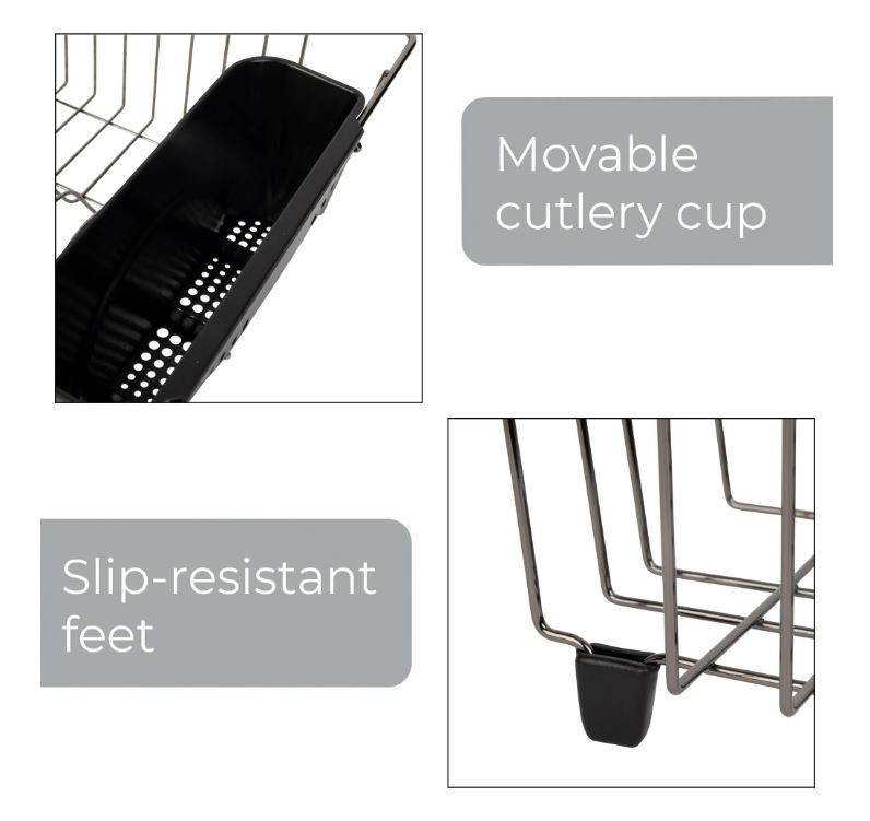 Small Dish Drainer Rack - Chrome/Black gallery