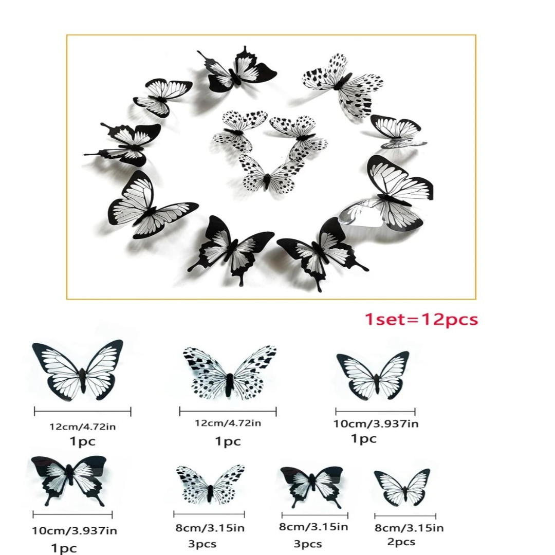 12pcs 3D Butterfly Sticker Wall Decoration for Living Room and Bedroom Stickers gallery