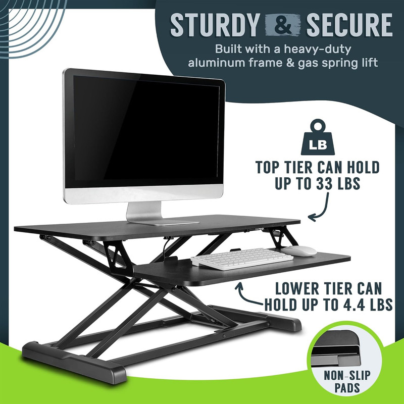 Techorbits Standing Desk Converter - 32 Inch Adjustable Sit to Stand up Workstat gallery