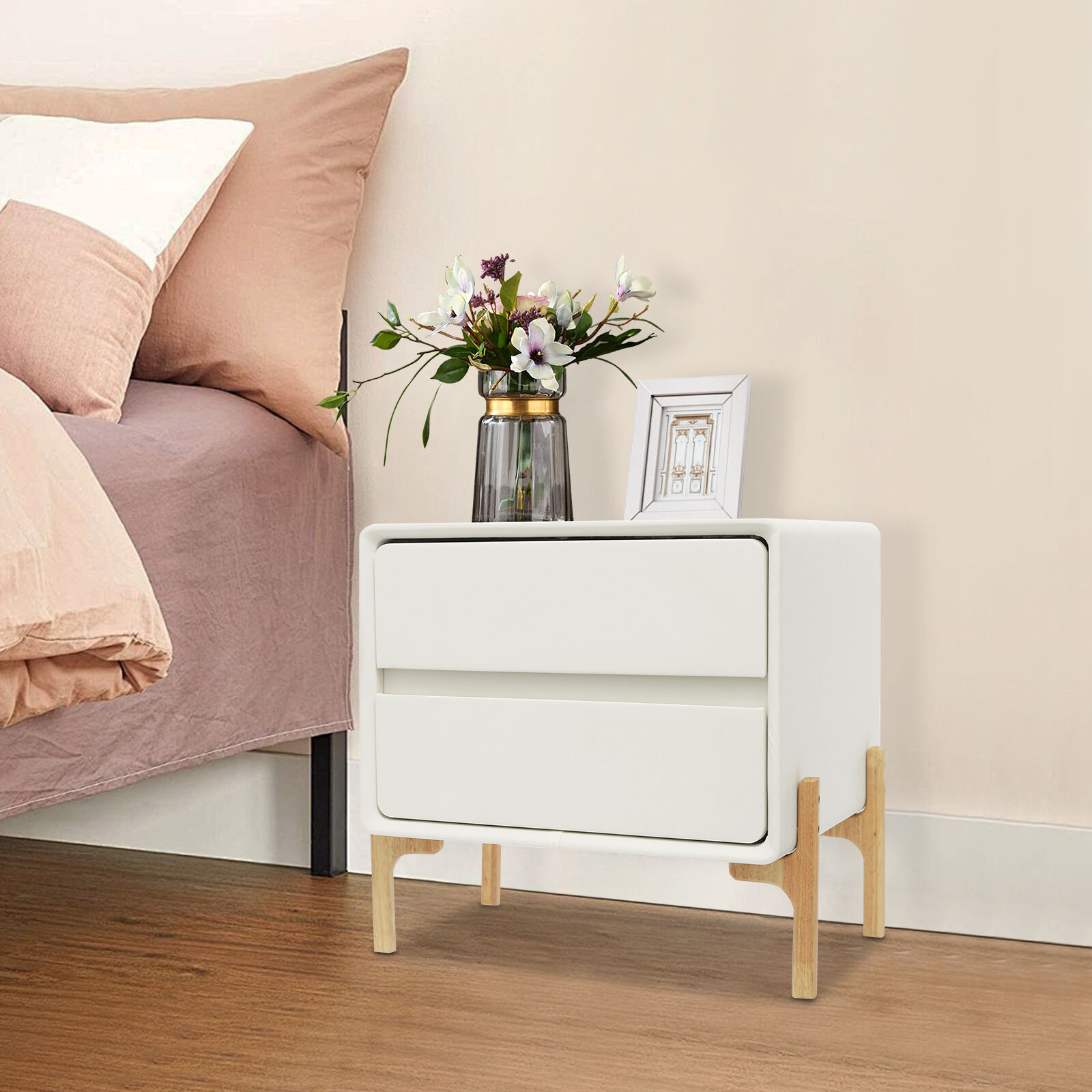 Bedside Table, Storage Bedside Table, Small Bedside Table with 2 Drawers gallery