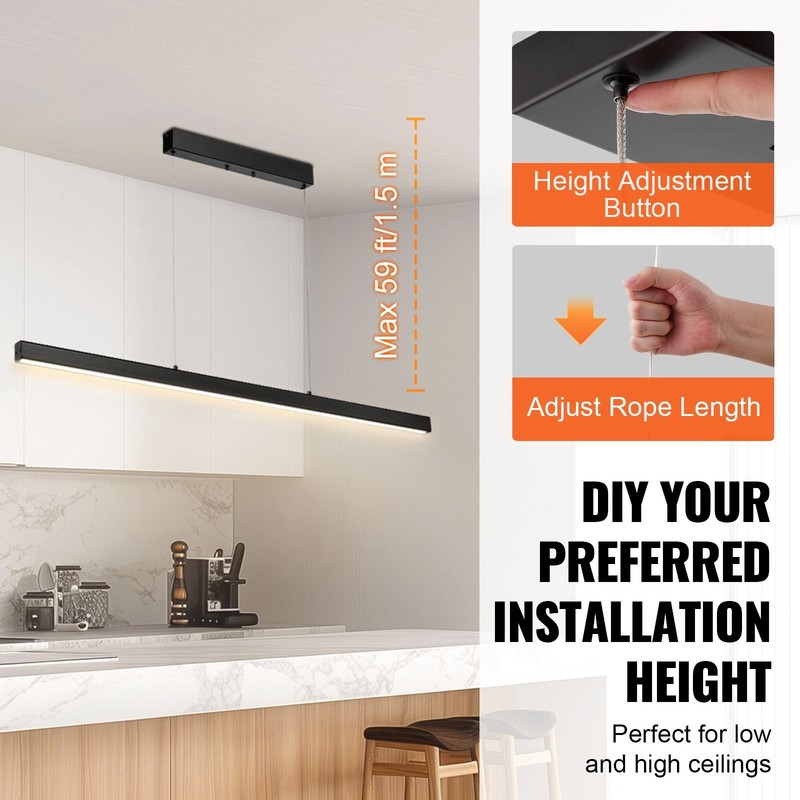 Dimmable Linear Pendant Light, 20W, 47 in LED Linear Light Fixture Chandelier gallery
