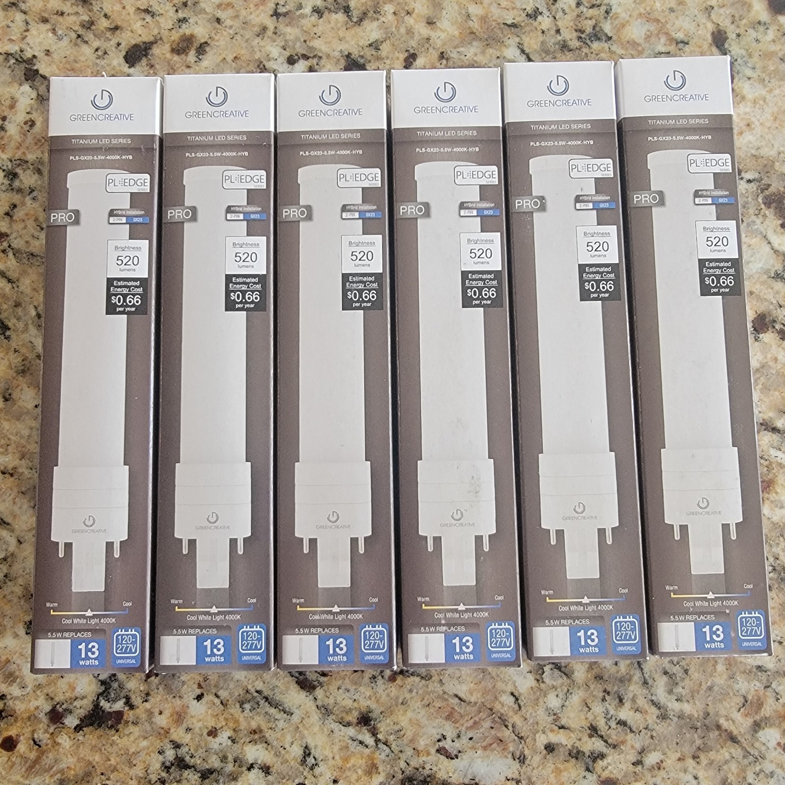 (6) Green Creative 57823 LED Bulb 2 Pin PLS GX23 5.5W Cool White 4000k 520 Lumen gallery