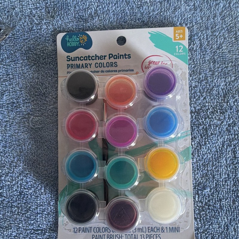 Hello Hobby Paintable Plastic Suncatchers Set w/ Primary Color Suncatcher Paints gallery