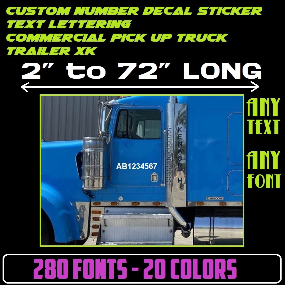 Custom Number Decal Sticker Text Lettering Commercial Pick up Truck Trailer xk gallery
