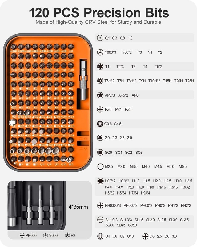 Precision Screwdriver Set 130 in 1 with 120 Bits Orange gallery
