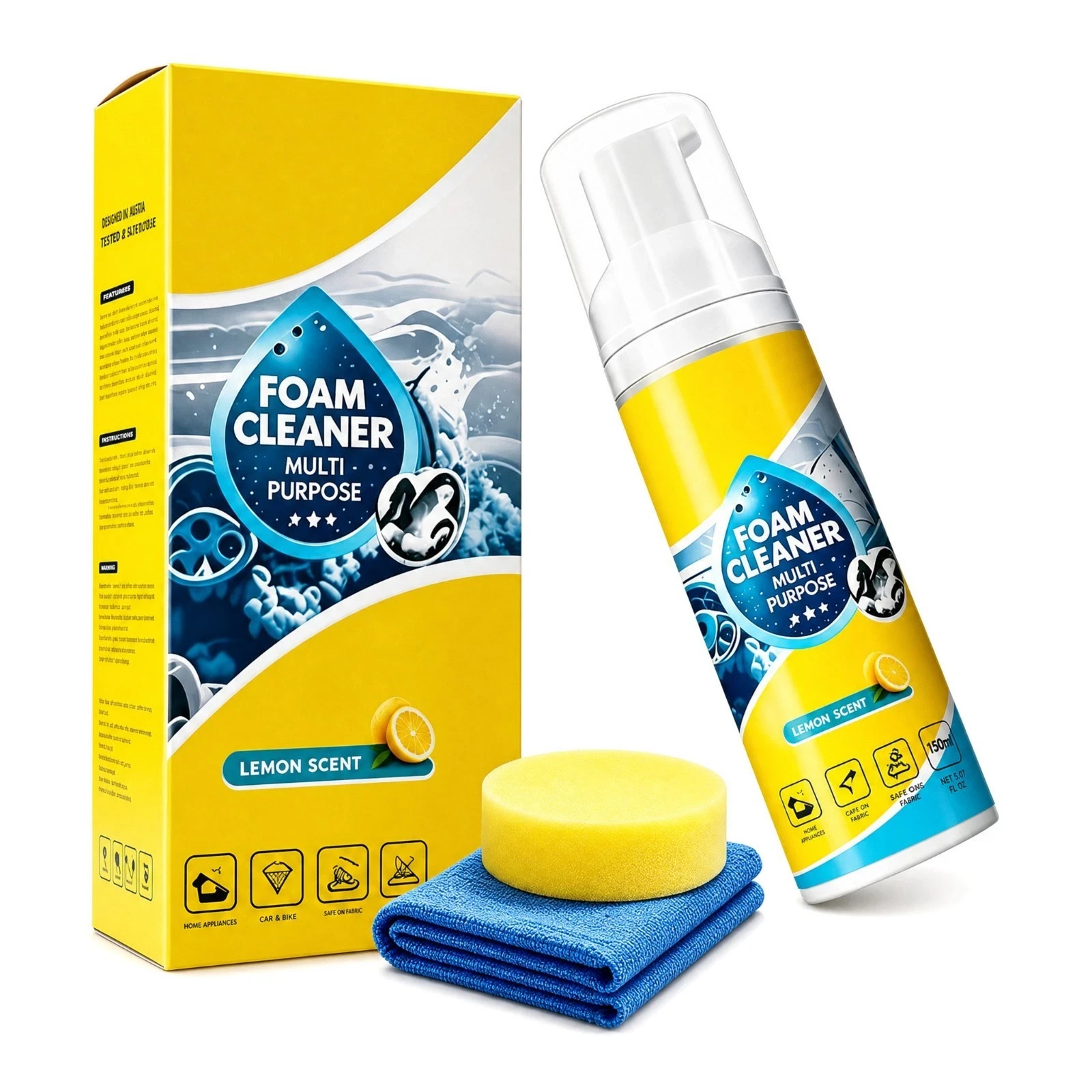 4-in-1 Multi-Enzyme Foam Cleaner, All-Purpose Spray 5oz with Sponge & Towel gallery
