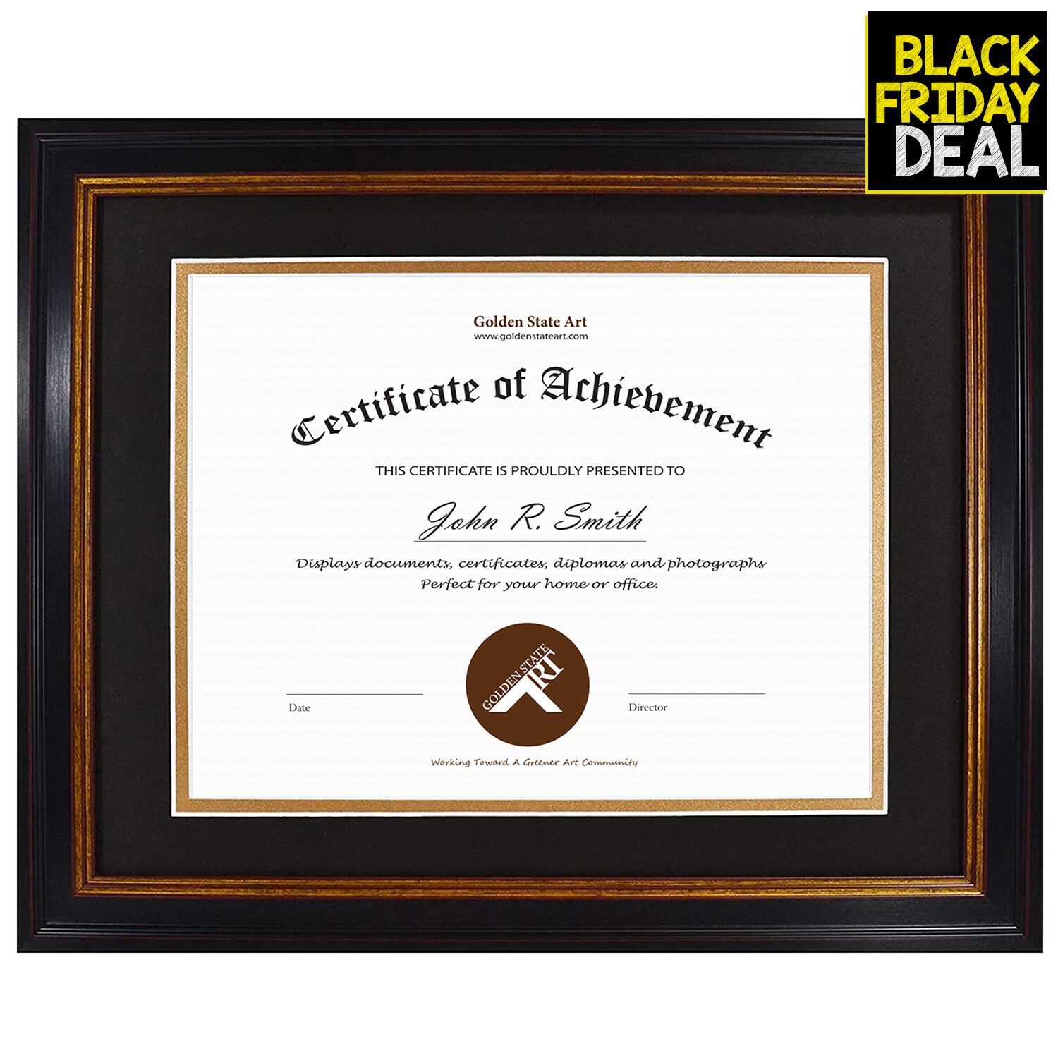 11x14 Diploma Document Certificate Frame for 8.5x11 Graduation Photo Black Gold gallery