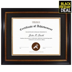 11×14 Diploma Document Certificate Frame for 8.5×11 Graduation Photo Black Gold