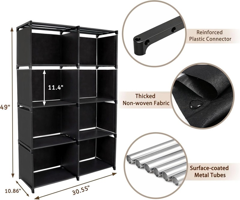 Versatile 5-Tier Cube Storage Organizer - Modern Black Bookshelf for Any Room gallery