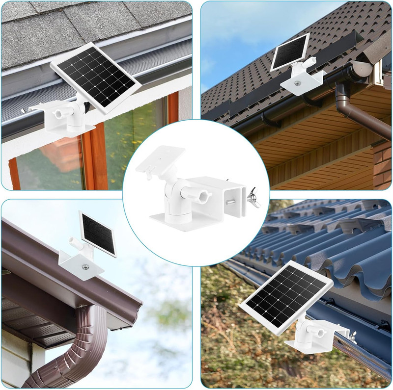2 Pack Gutter Mount for Ring Solar Panel, 360°Adjustable Universal Weatherproof gallery