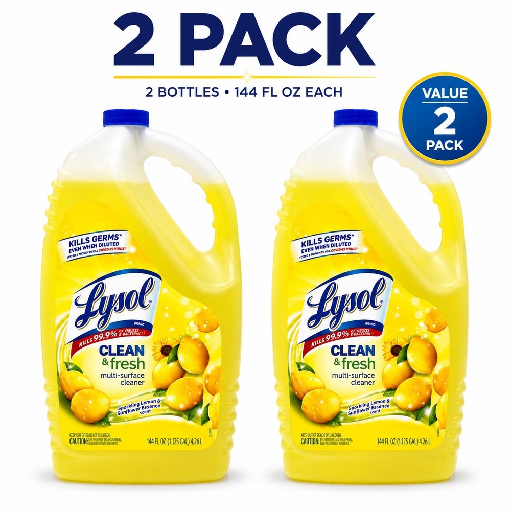 Lysol Multi Surface Cleaner 144oz Lemon Disinfectant Kills 99.9% Germs 2 Pack