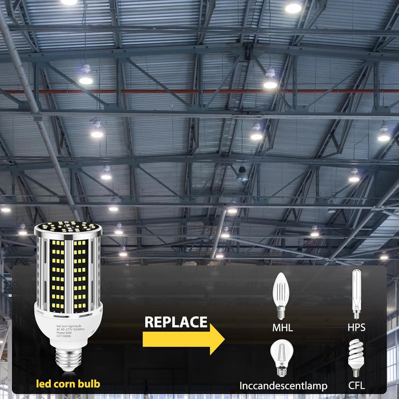 50W LED Corn Light Bulb(6 Pack),5000K (500W Equivalent ) Commercial Grade Daylig gallery