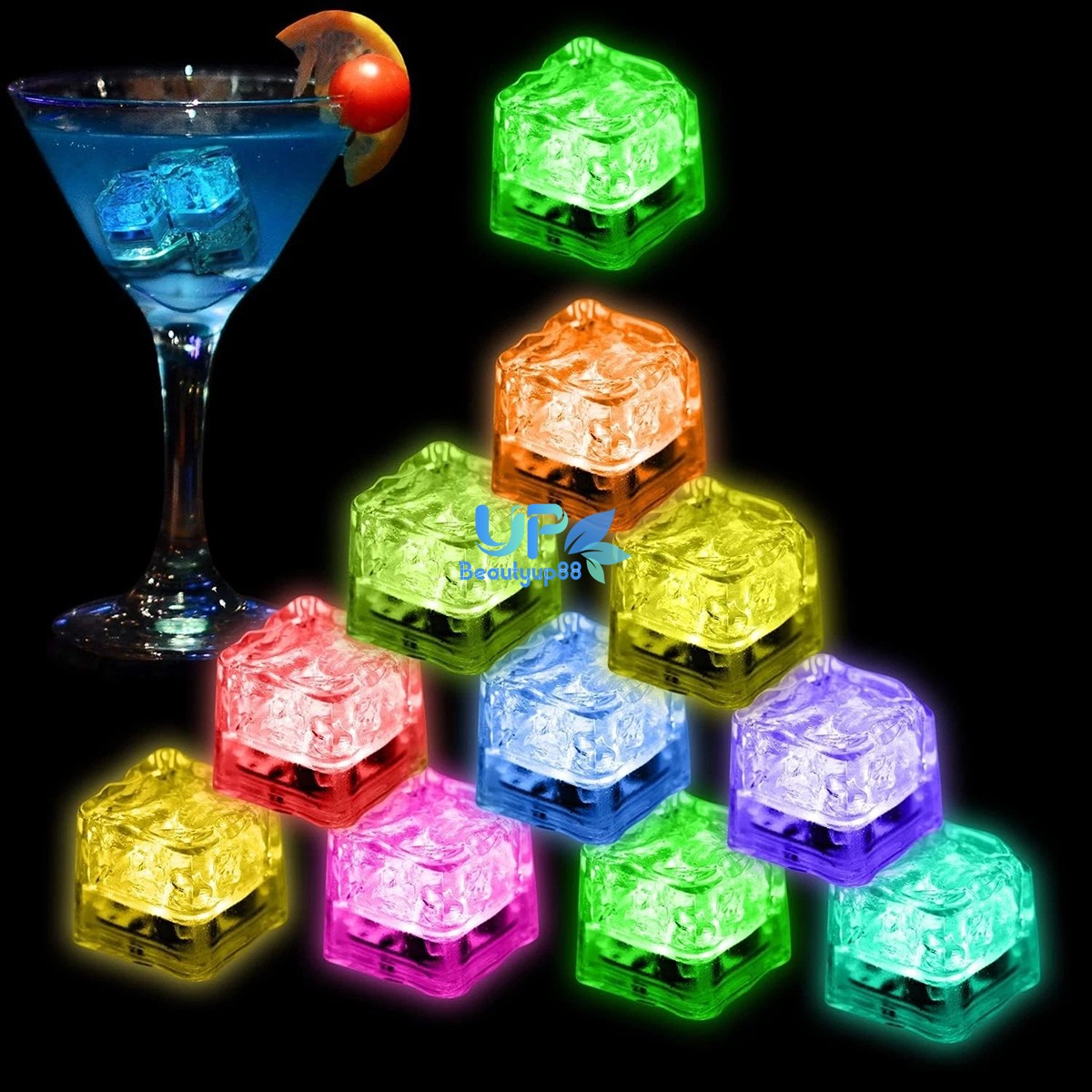 12/24Pcs LED Light Up Ice Cubes Vibrant Glow in The Dark Reusable Party Decor ✨ gallery