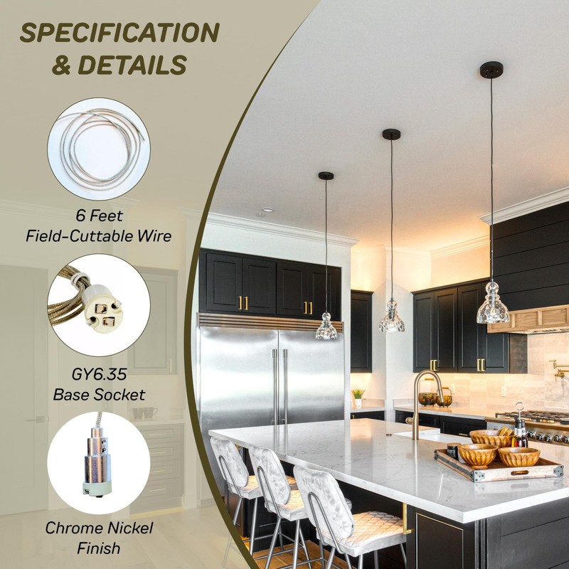 Tech Lighting 287COXLVN FreeJack Pendant Socket Chrome Nickel 50W 12V w/ 6ft Wir gallery