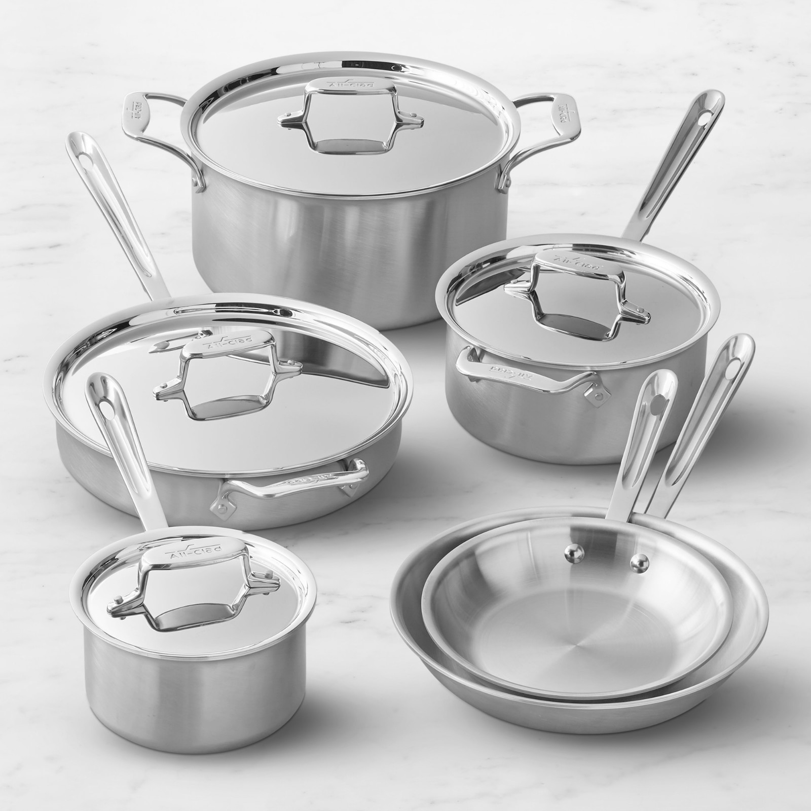 All-Clad D5 Brushed Stainless-Steel 10-Piece Cookware Set Limited-Time Discount gallery
