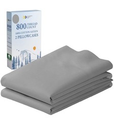 Heirloom Soft, 800 Thread Count 100% Cotton Sateen Standard Queen Light Grey