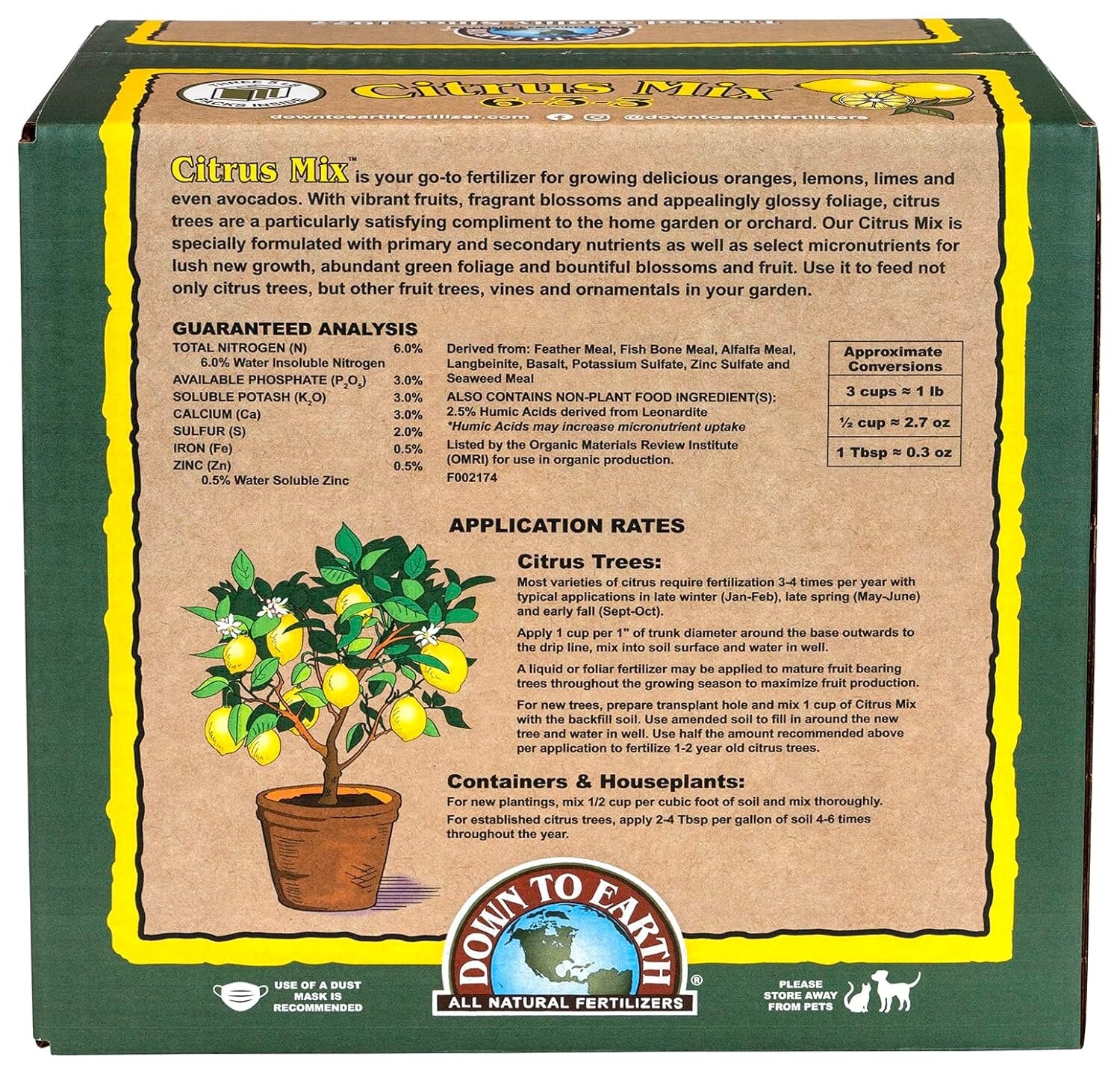 Down to Earth Organic Citrus Fertilizer Mix 6-3-3, 15 lbs. gallery
