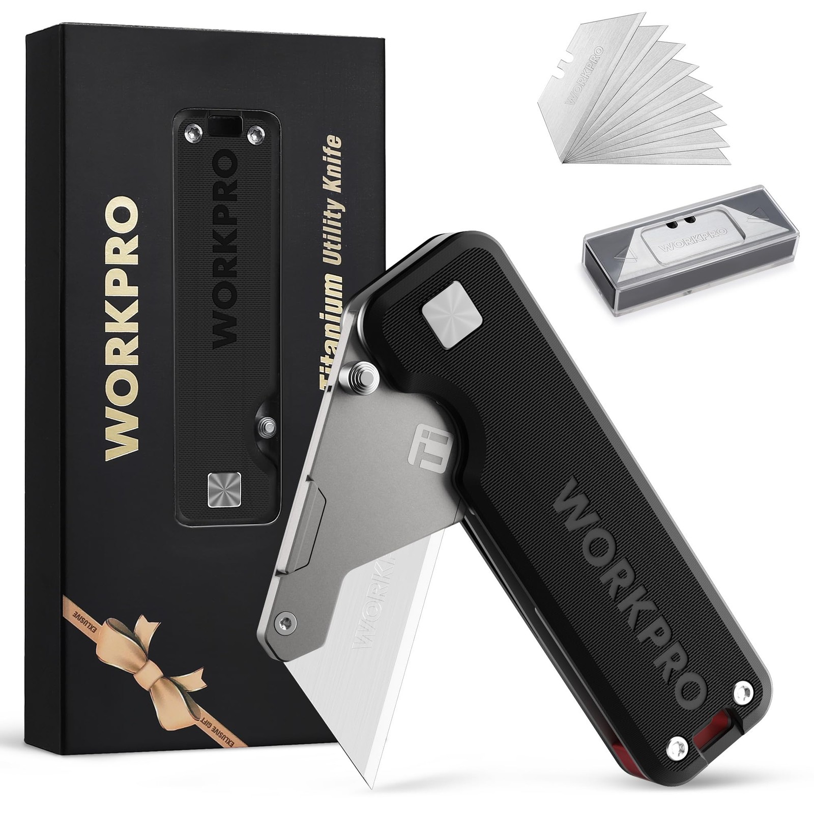 HeavyDuty Folding Utility Knife Titanium CNC G10 Handle 10 Extra Blades for Cr gallery