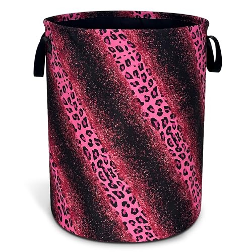 Laundry Basket Cheetah Oxford Cloth Laundry Hamper With Pink Leopard Print gallery