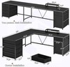 L Shaped Desk, 63" Computer Desk with 5 Drawer and Power Outlet Home Office Desk gallery