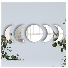 Chic 5-Piece Self-Adhesive Moon Phase Mirrors – Trendy Wall Decor for All Rooms