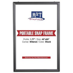 Portable Snap Poster Frame 1.77″ Aluminum Front Loading Wall Mount 40×60 Black
