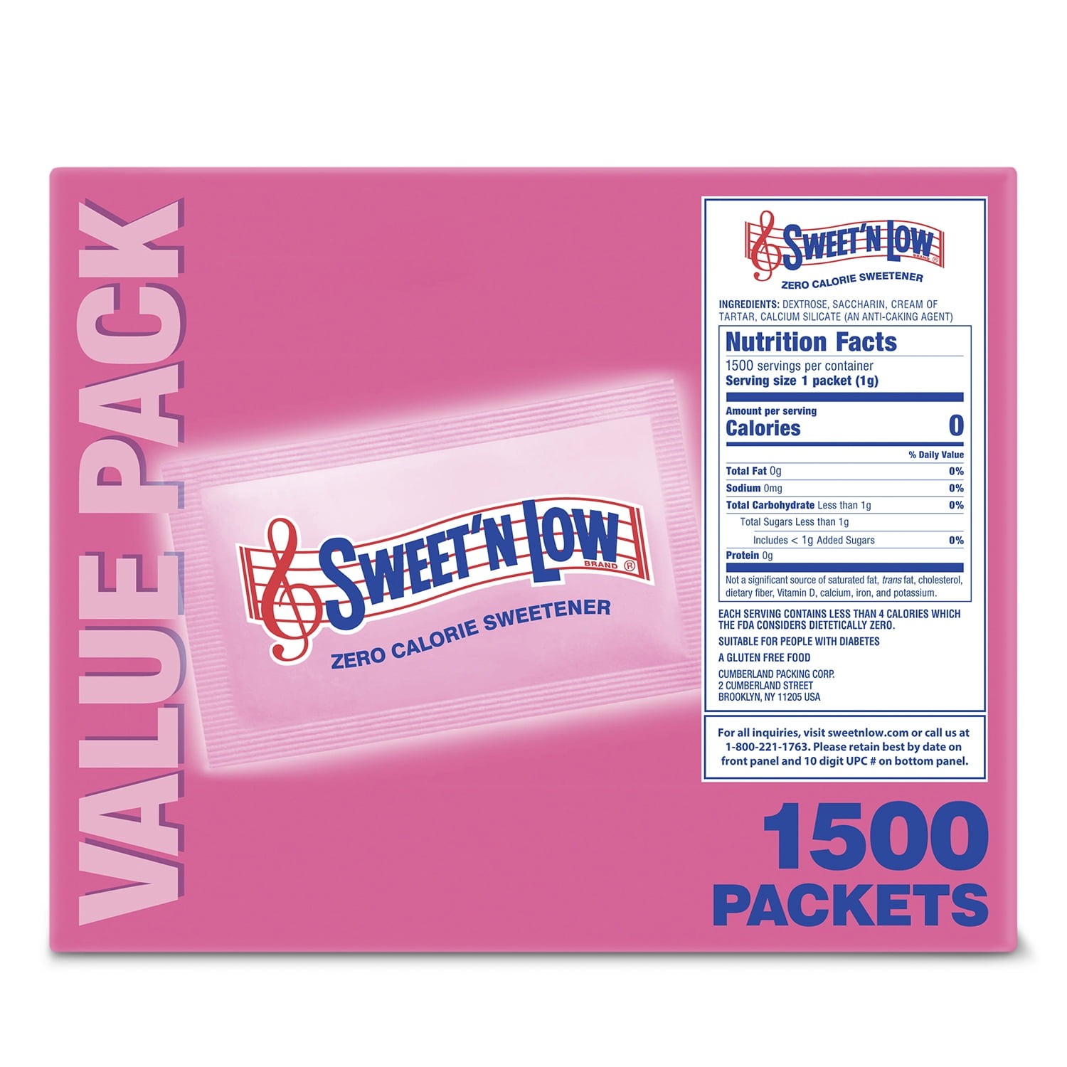 Sweet'N Low Zero Calorie Sweetener, Sugar Substitute Packets, 53 oz, 1500 Count​ gallery