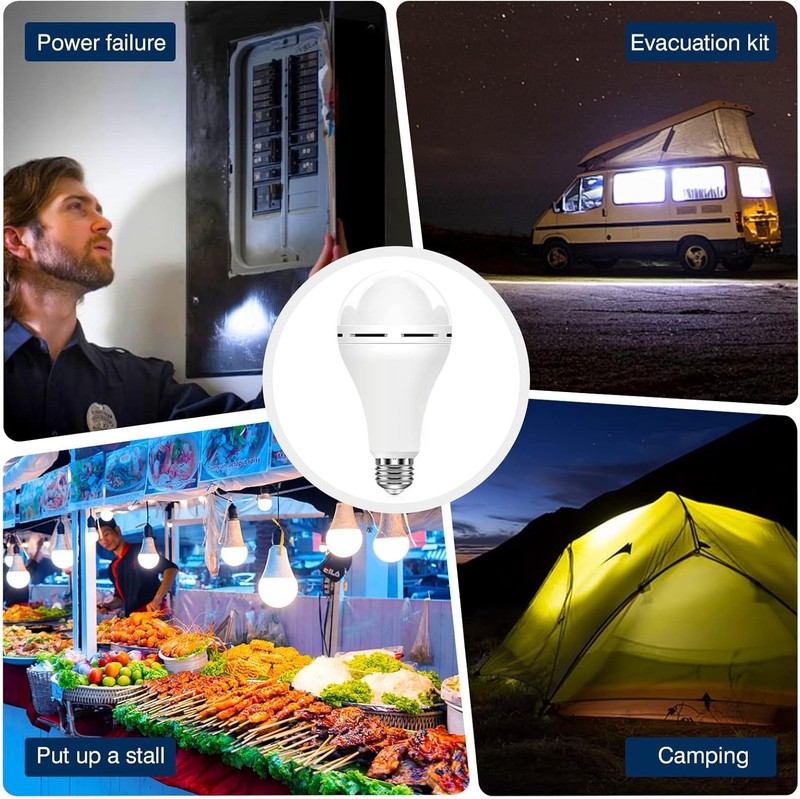 8Pack Emergency-Rechargeable-Light-Bulb,6500K LED Light Bulb with 1200 mAh,Hook gallery