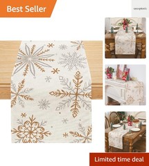 Machine Washable Snowflake Christmas Table Runner 13×48 Inch – Easy Care!