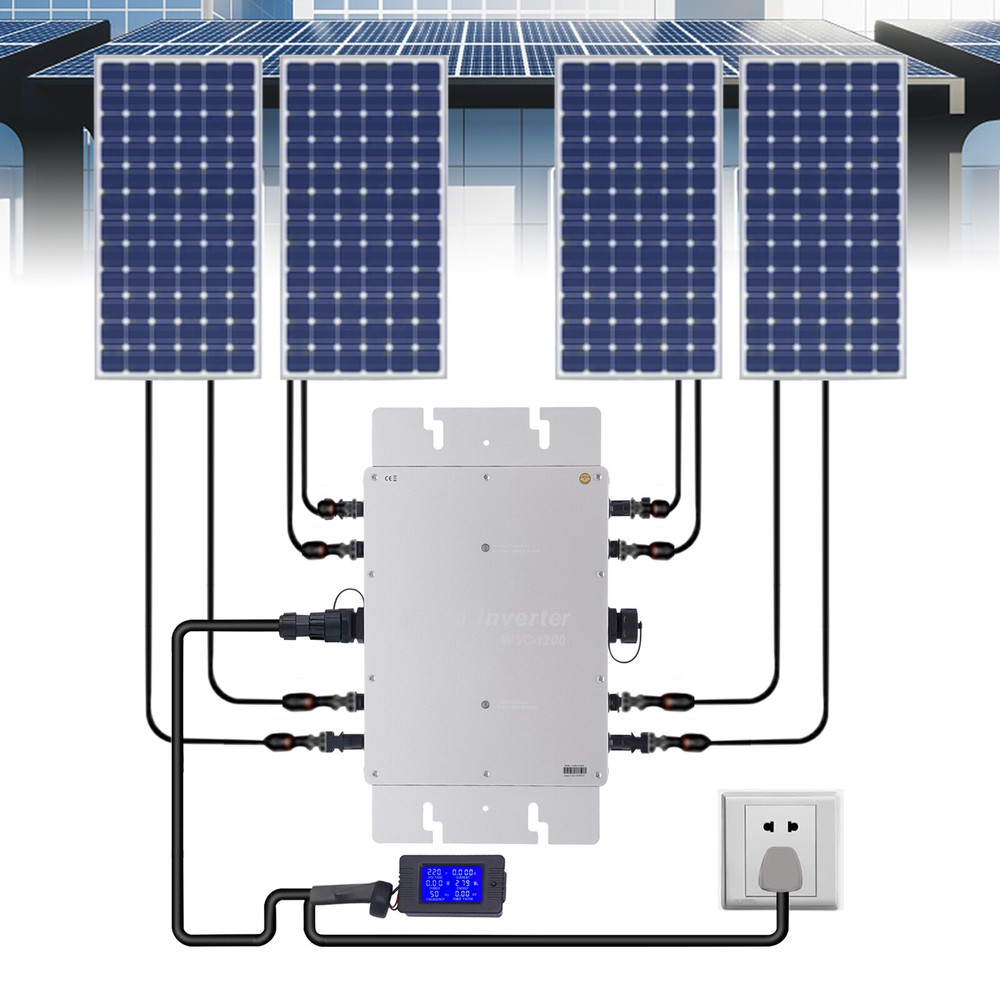 1200W Micro Solar Panel Smart Inverter Pure Sine Wave MPPT Grid Tie Inversor New