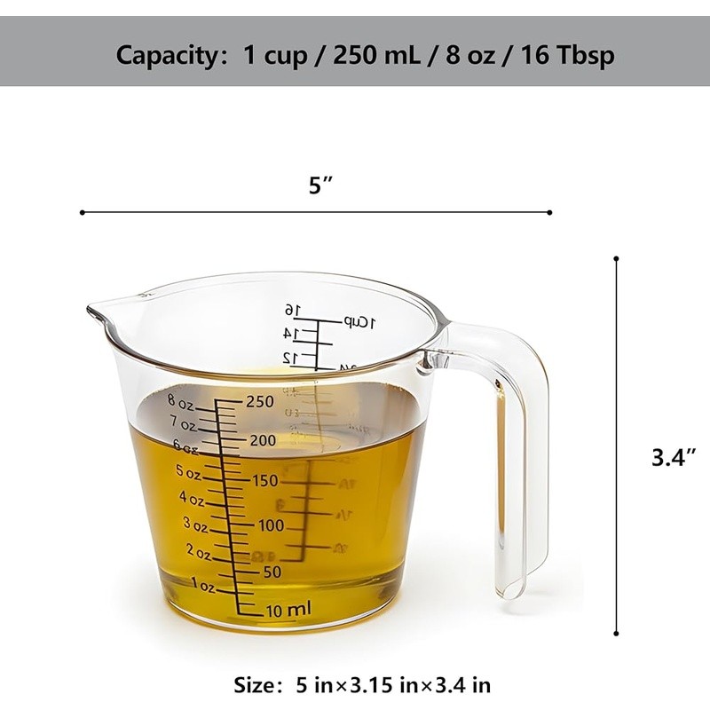 Clear Liquid Measuring Cup 250ml Laser Etched Accurate Baking Cooking DIY New gallery