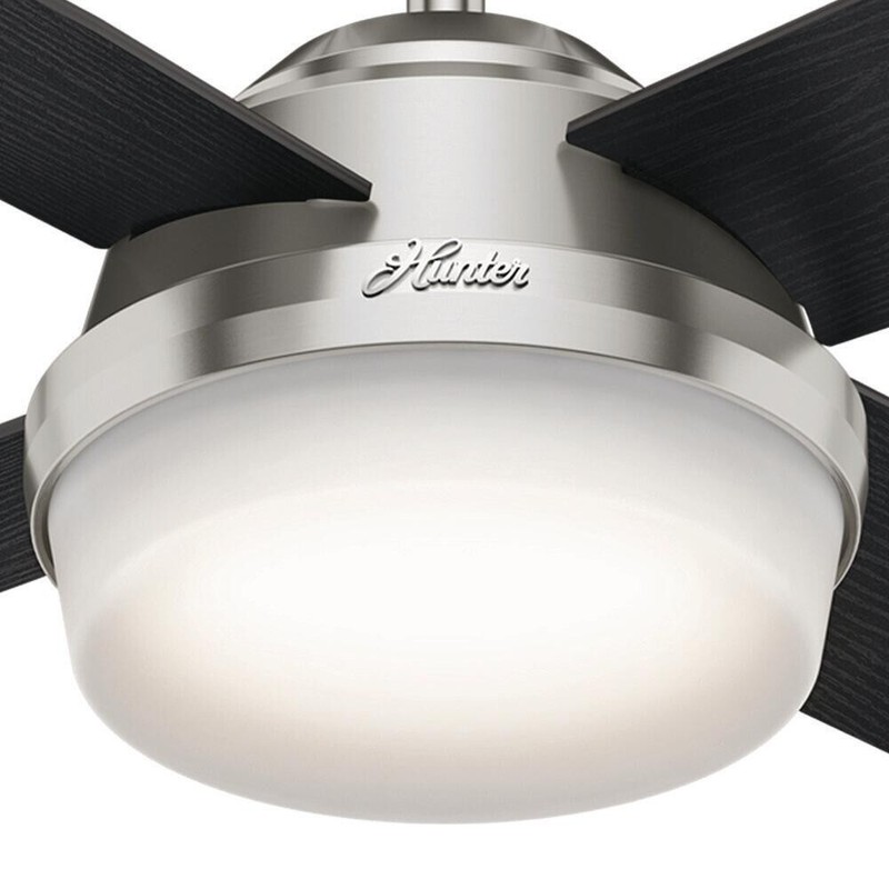 44" Brushed Nickel Indoor Remote LED Ceiling Fan Painted Cased Glass Bowl Shade gallery